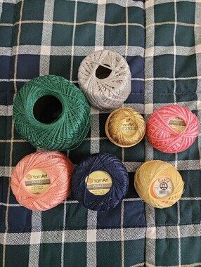 YarnArt Violet / Tulip / Lily Variety Multicolor Crochet Thread Lot 7 Size #10